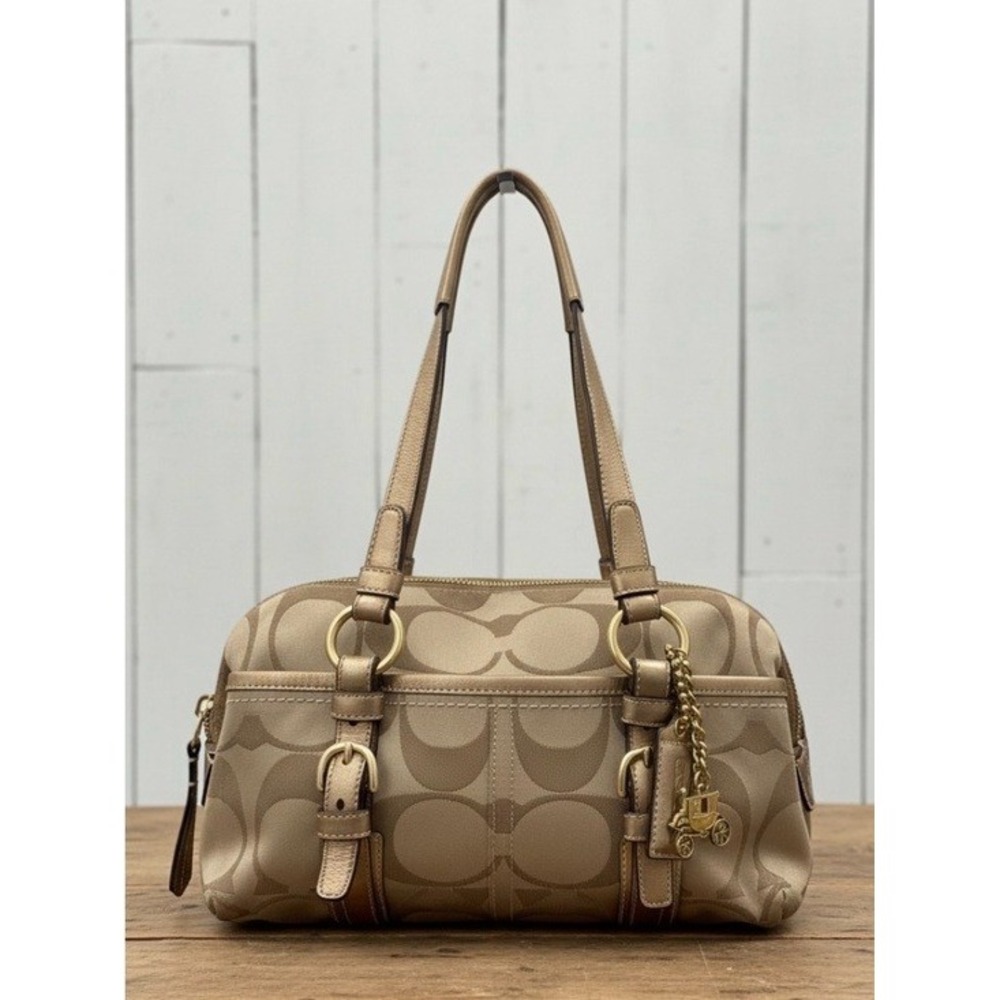 Vintage Y2K Coach Bonnie Signature Double Zip Soho Satchel Handbag 12680